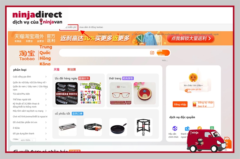 Đăng ký tài khoản để có thể đặt hàng trên Taobao