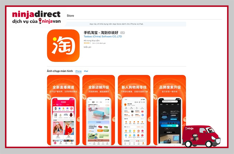 Tải app Taobao trên CH Play hoặc App Store tuỳ vào hệ điều hành điện thoại của bạn