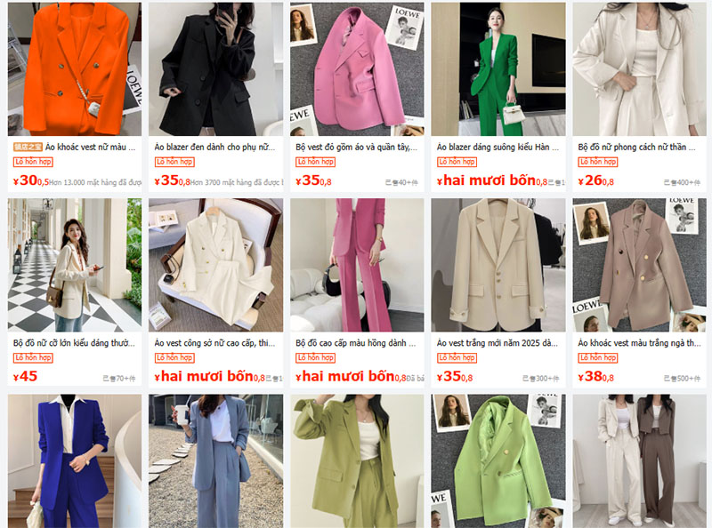 nhập hàng áo blazer trên sàn tmđt