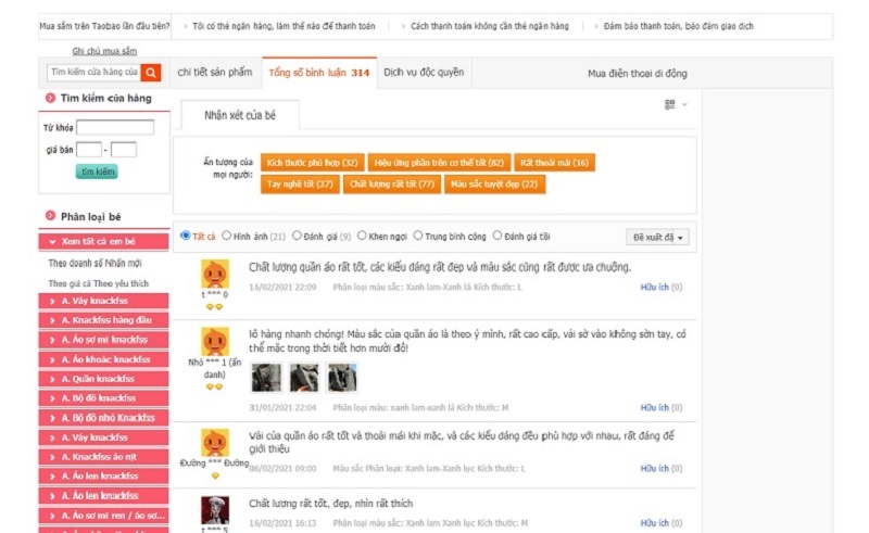 cách đánh giá taobao