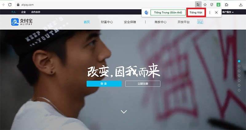 đăng nhập alipay