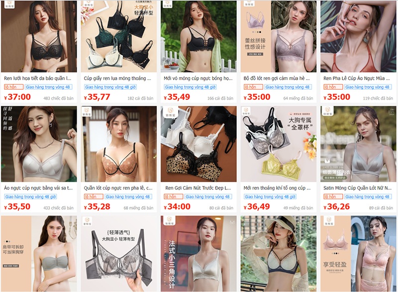 nhập sỉ đồ lót qua sàn thương mại điện tử